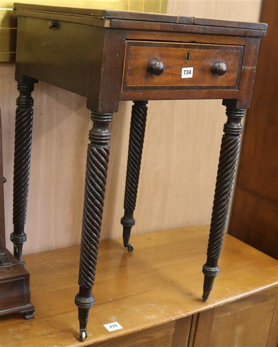 An inlaid folding card table, W.46cm